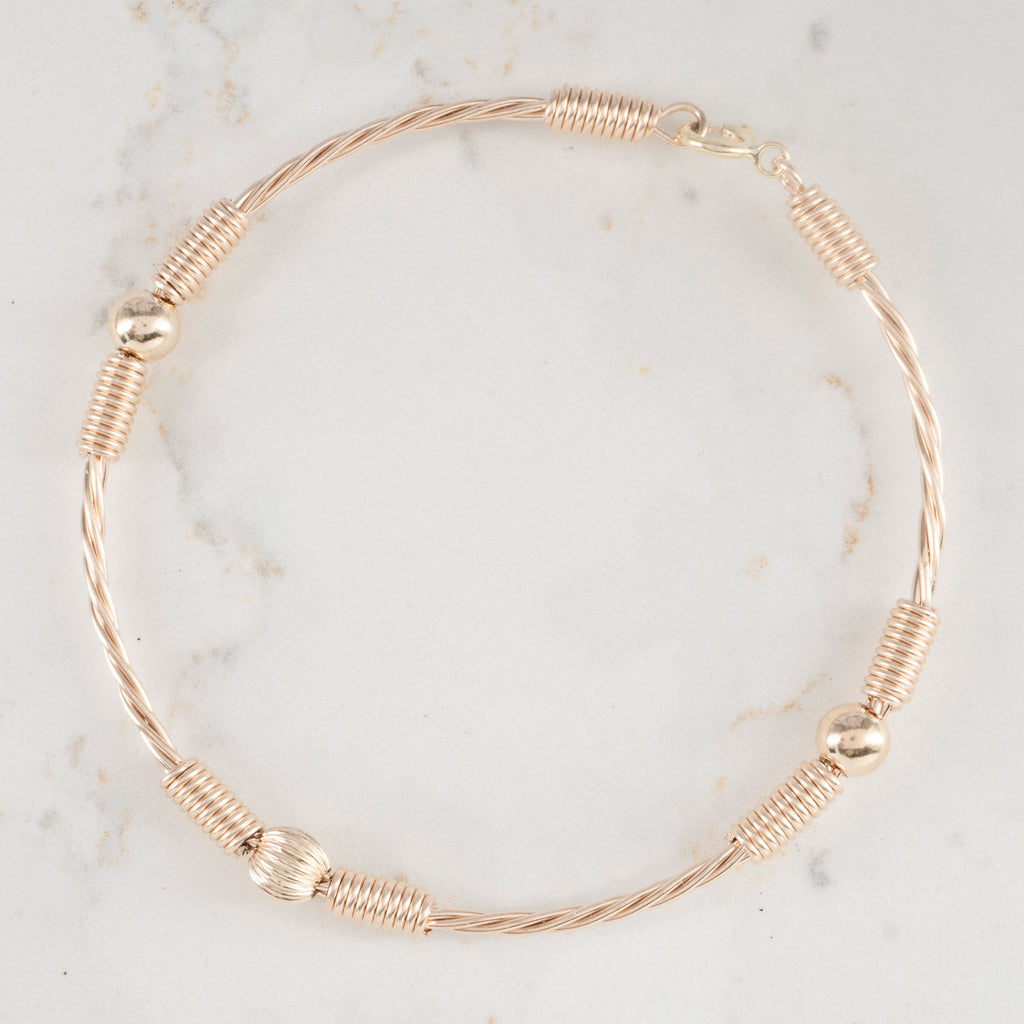 Pulsera rustica 3 balines 5MM | Oro laminado