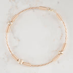 Pulsera rustica 3 balines 5MM | Oro laminado