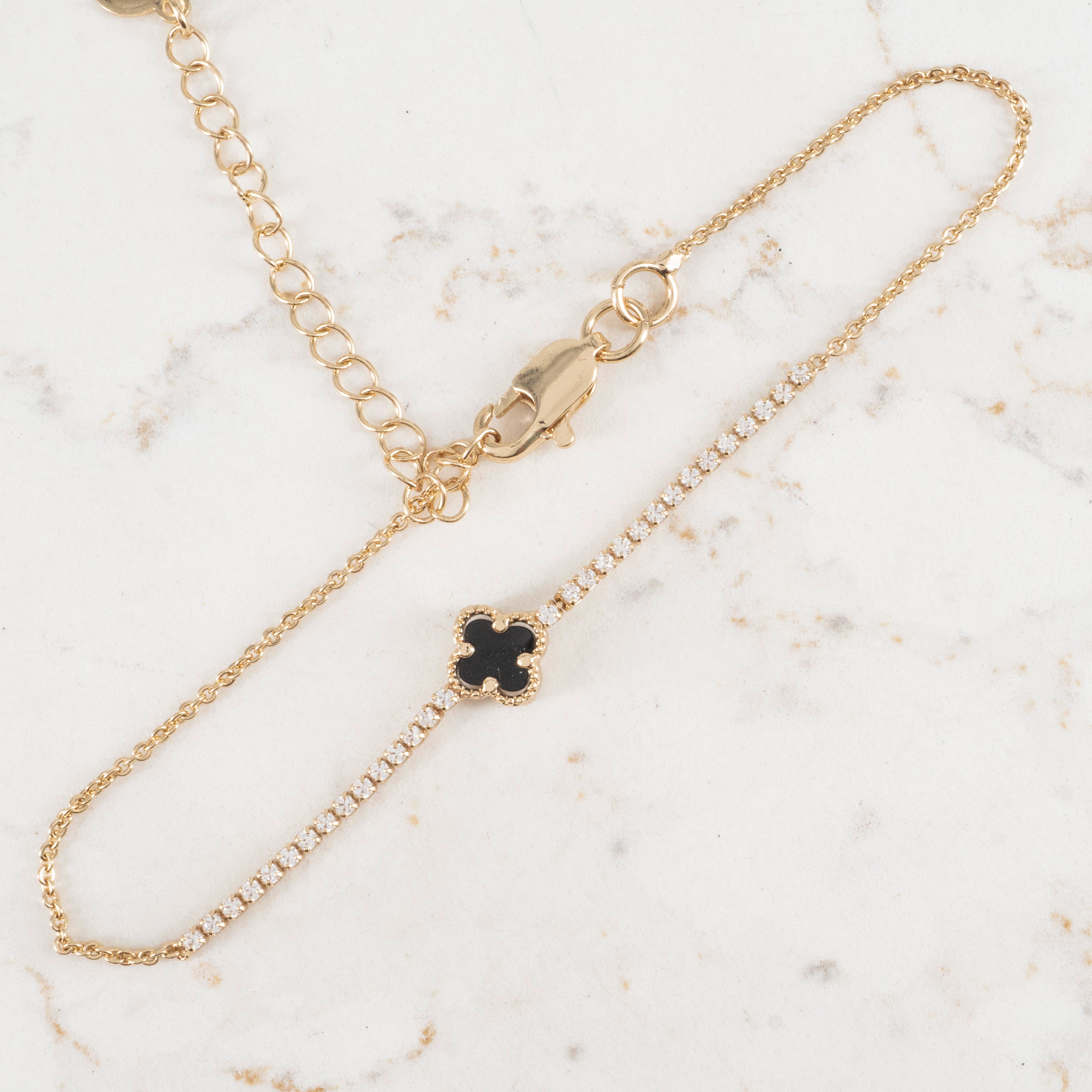 Pulsera Trebol Tennis 1.5MM | Oro laminado