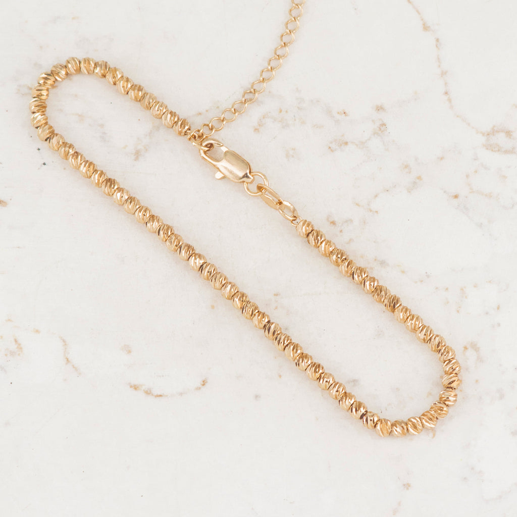 Pulsera Balin Martillado 3mm | Oro laminado