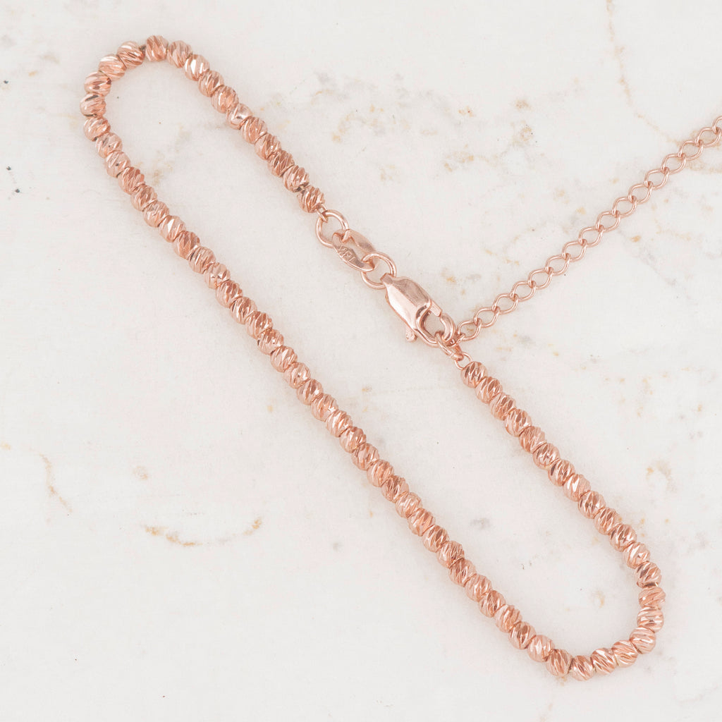 Pulsera Balin Martillado 3mm Oro Rosa  | Oro laminado