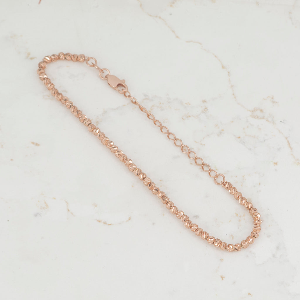Pulsera Balin Martillado 3mm Oro Rosa  | Oro laminado