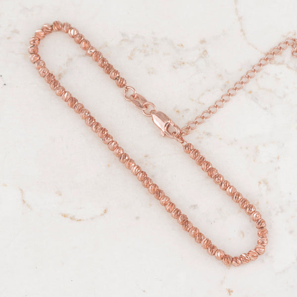 Pulsera Balin Martillado 3mm Oro Rosa  | Oro laminado