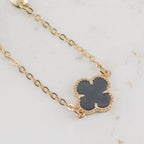 Pulsera Trébol Lux Negro | Oro laminado