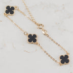 Pulsera Trébol Lux Negro | Oro laminado