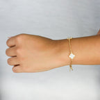 Pulsera Trébol Lux Blanco | Oro laminado