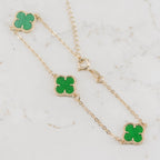 Pulsera Trébol Lux Verde | Oro laminado