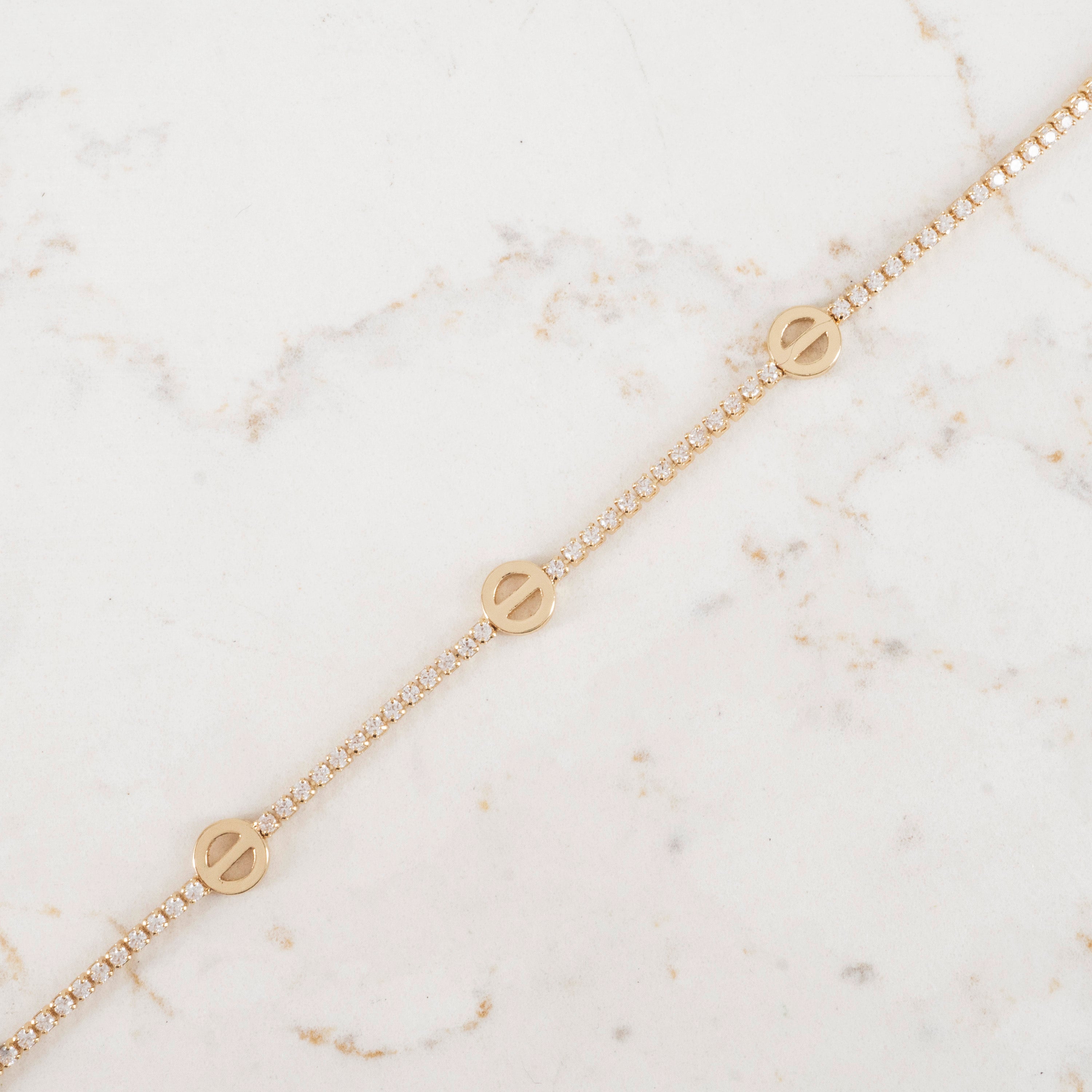 Pulsera 3 Circulos Tennis 1.5mm | Oro laminado