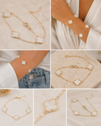 Pulsera Trébol Lux Blanco | Oro laminado