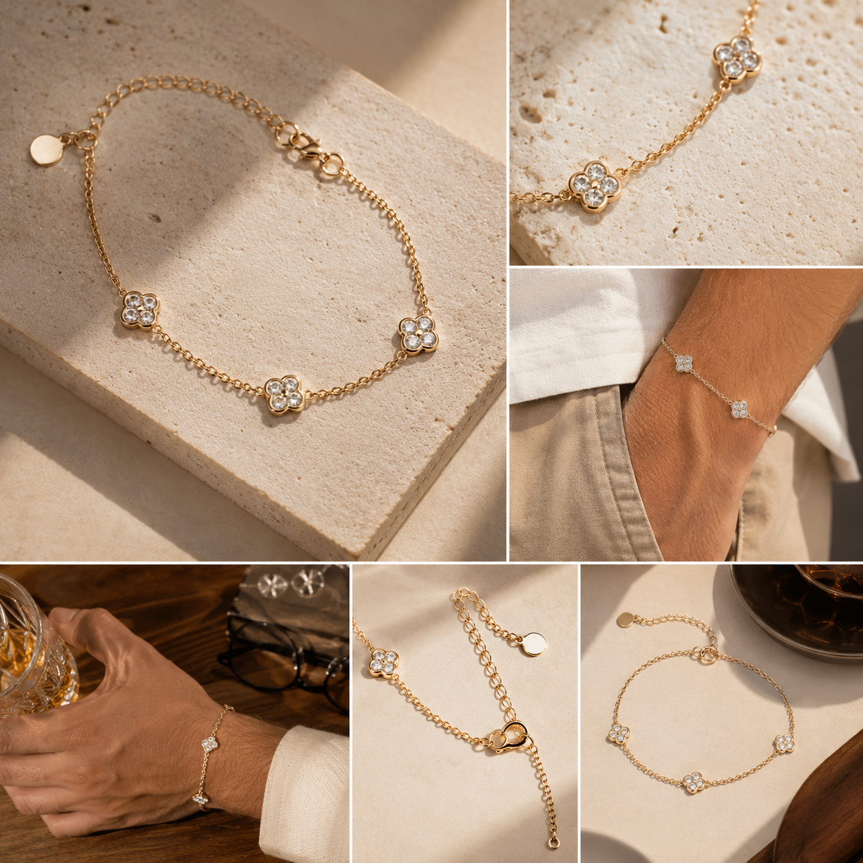 Pulsera trébol Circones | Oro laminado