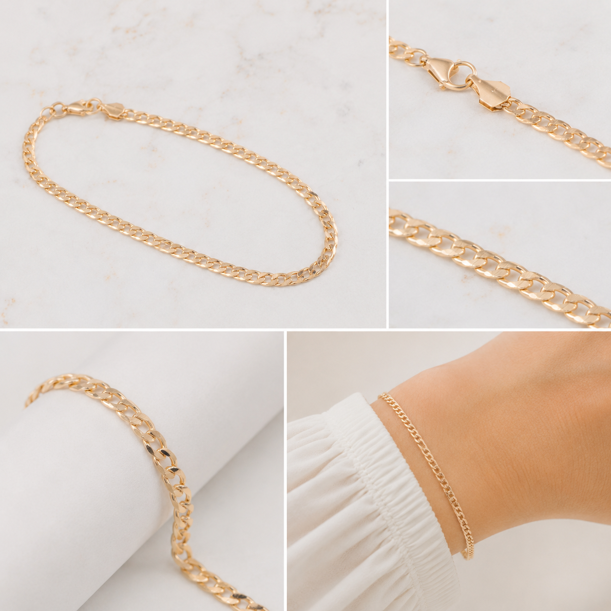 Pulsera cubana 3mm | Oro laminado