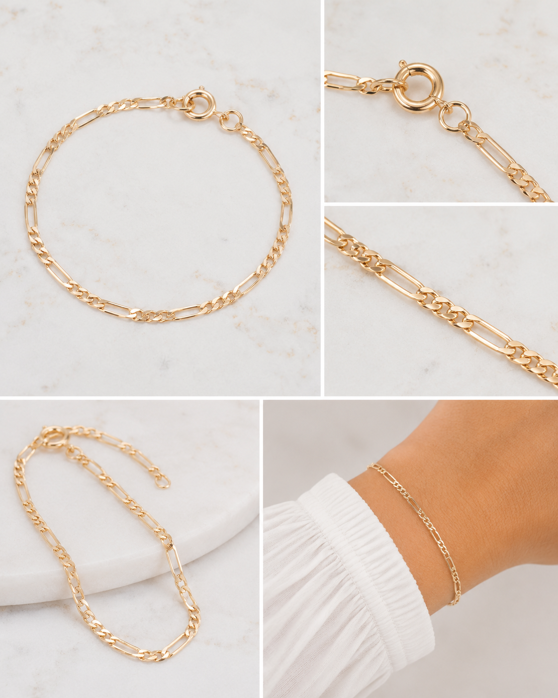 Pulsera 3X1 2MM - 17CM | Oro laminado