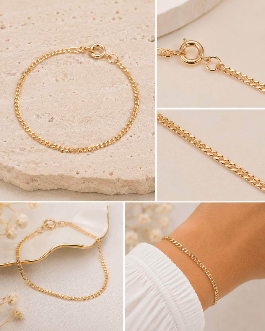 Pulsera Cubana 2mm | Oro laminado