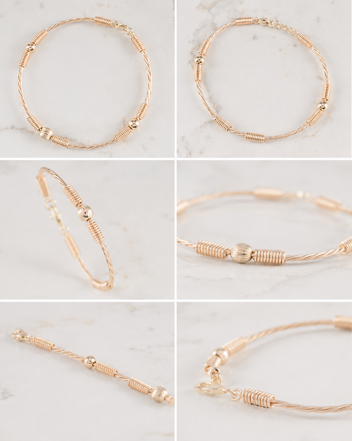 Pulsera rustica 3 balines 5MM | Oro laminado